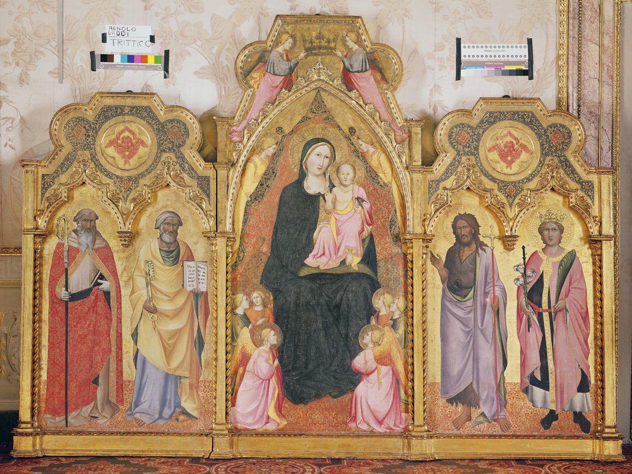 Panna a dítě s SS. Antonína Paduánského, Petra, Kateřiny a Jana Křtitele od Agnolo Gaddi