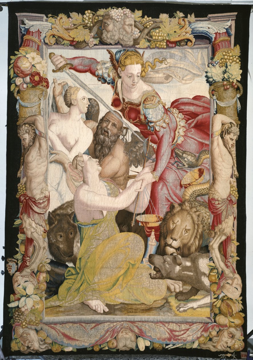 Spravedlnost přinášející nevinnost od Agnolo (after) Bronzino