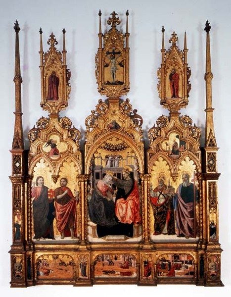 Korunovace Panny Marie, triptych od Agnolo and Bartolomeo degli Erri