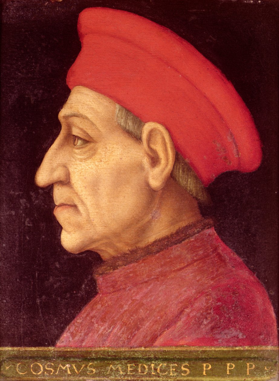 Posmrtný portrét Cosima od Giovanni de Medici, kolem 1565-69 (olej na cínu) od Agnolo Bronzino