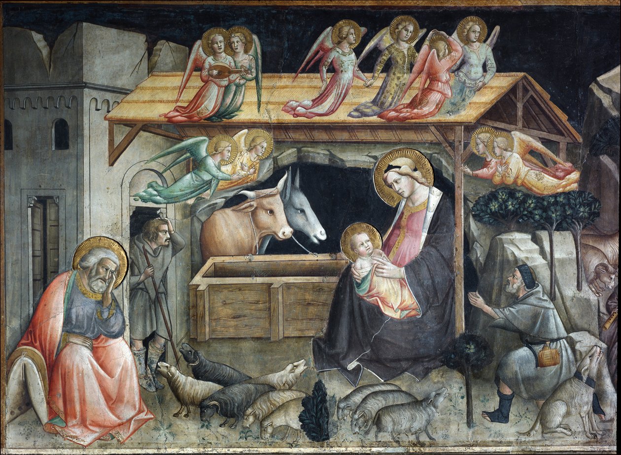 Jesličky (jesličky) Obraz od Agnola Gaddiho (1350-1396) Duomo, kaple Sacro Cingolo Prato od Agnolo Gaddi