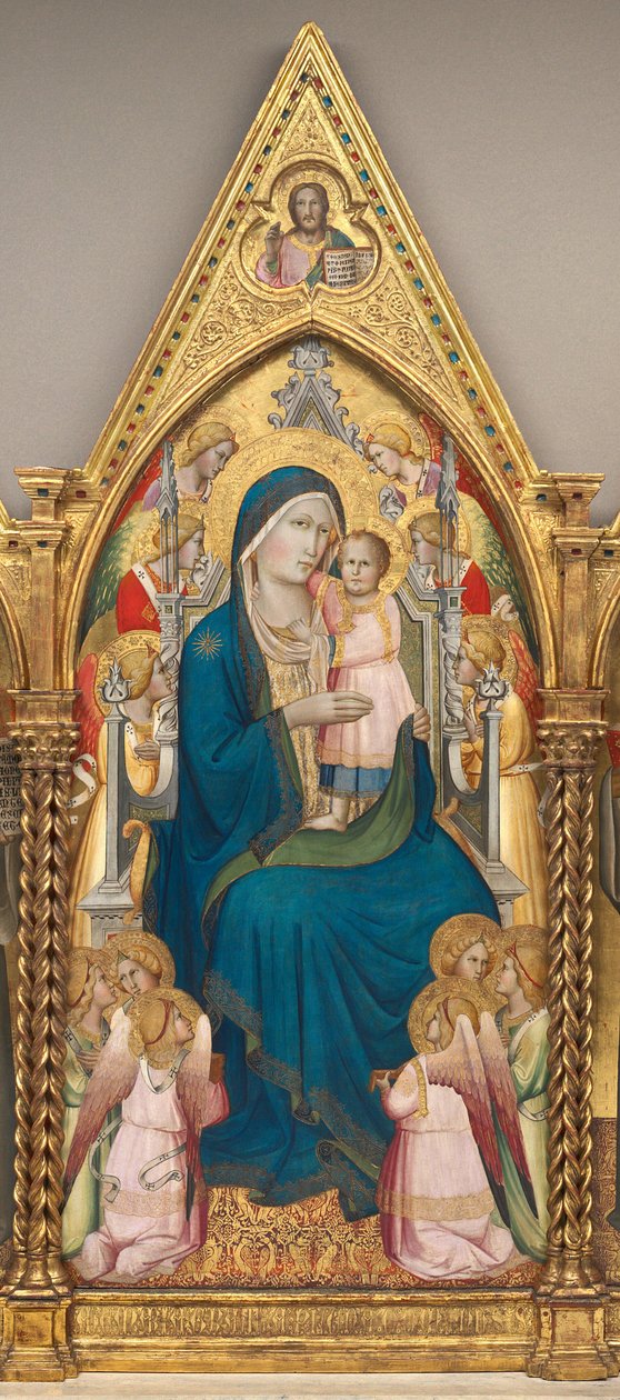 Madona s dítětem na trůnu s dvanácti anděly a žehnajícím Kristem [střední panel] od Agnolo Gaddi