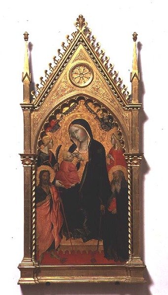 Madonna del Latte se svatými (tempera na panelu) od Agnolo Gaddi