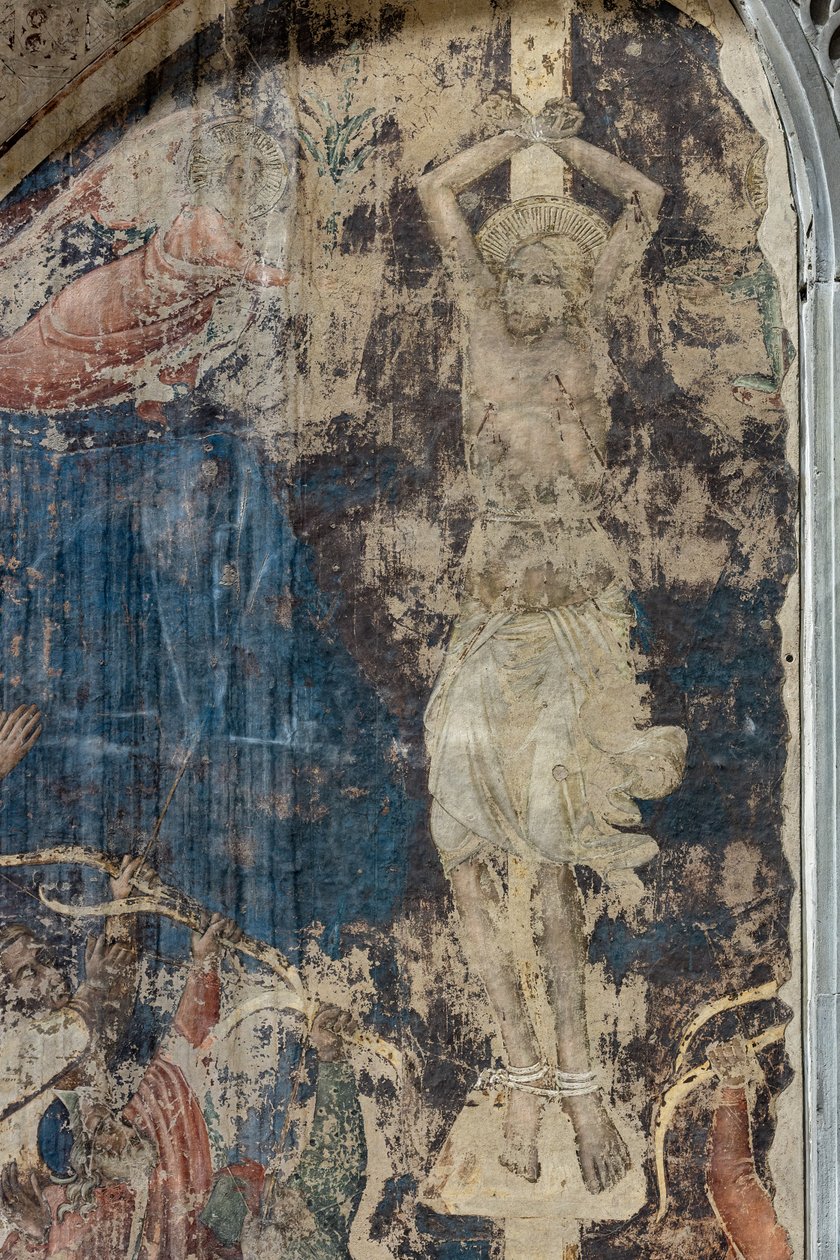 Umučení sv. Šebestiána, detail (oddělená freska) od Agnolo Gaddi