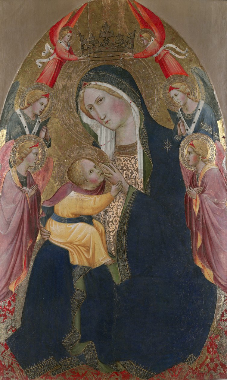 Madona pokory s adorujícími anděly (tempera a plátkové zlato na panelu) od Agnolo Gaddi