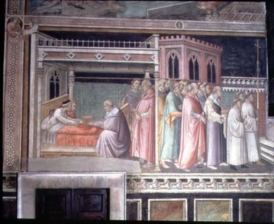 Zázrak posvátného pasu, detail z cyklu Život Panny Marie a Legenda o posvátném pase, z Capella della Sacra Cintola od Agnolo Gaddi