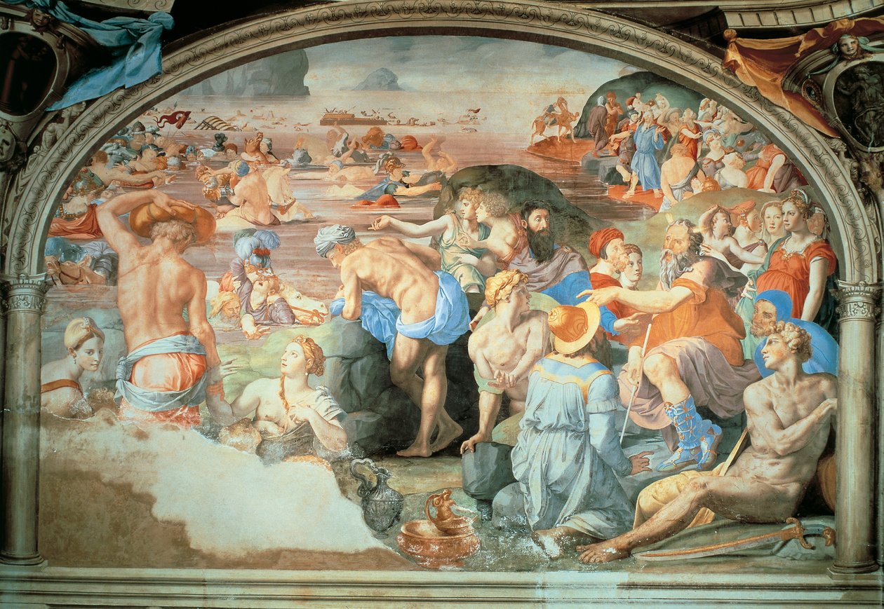 Přechod Rudého moře, freska od Agnola Bronzina (1503-1572). Palazzo Vecchio, Florencie. Itálie od Agnolo Bronzino