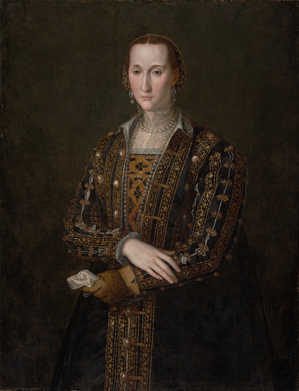 Eleonora di Toledo (1522-1562), cca 1560 (olej na plátně, přeneseno z panelu) od Agnolo Bronzino