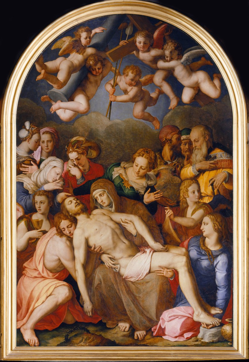 La desente de Croix - Sestup z kříže - Bronzino, Agnolo (1503-1572) - 1553 - Olej na dřevě - 263x175 - Palazzo Vecchio, Florencie od Agnolo Bronzino