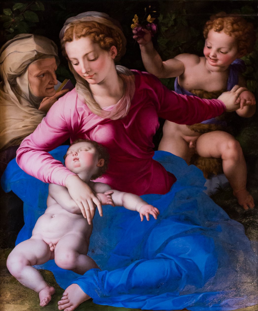 Madonna a spící dítě, svatá Alžběta a svatý Giovannino od Agnolo Bronzino