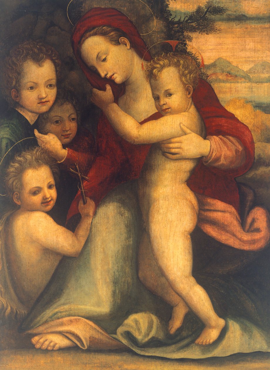 Madona s dítětem, svatý Jan a andělé od Agnolo Bronzino
