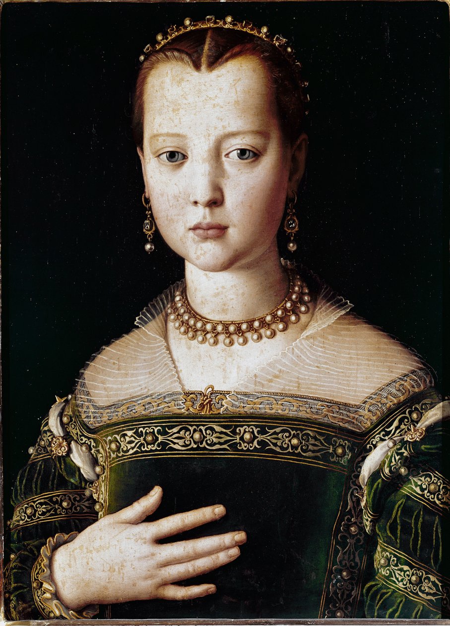 Portrét Marie Medicejské (olej na plátně od Agnolo Bronzino
