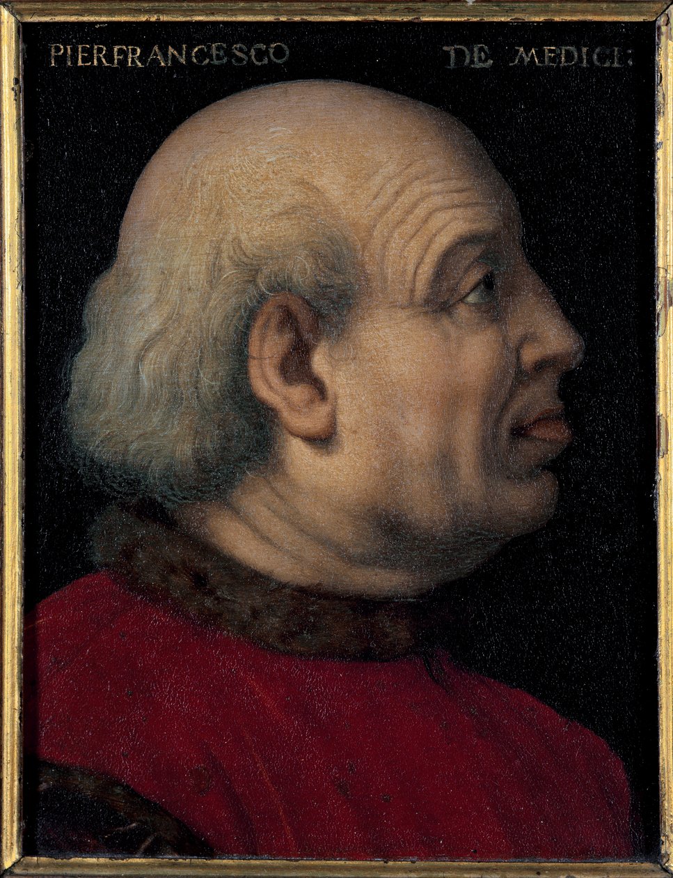 Portrét Pierfrancesco di Lorenzo de Medicis staršího (1430-1476) Obraz Bronzino (Agnolo di Cosimo) (1503-1572) Rozměry 15x12 cm od Agnolo Bronzino
