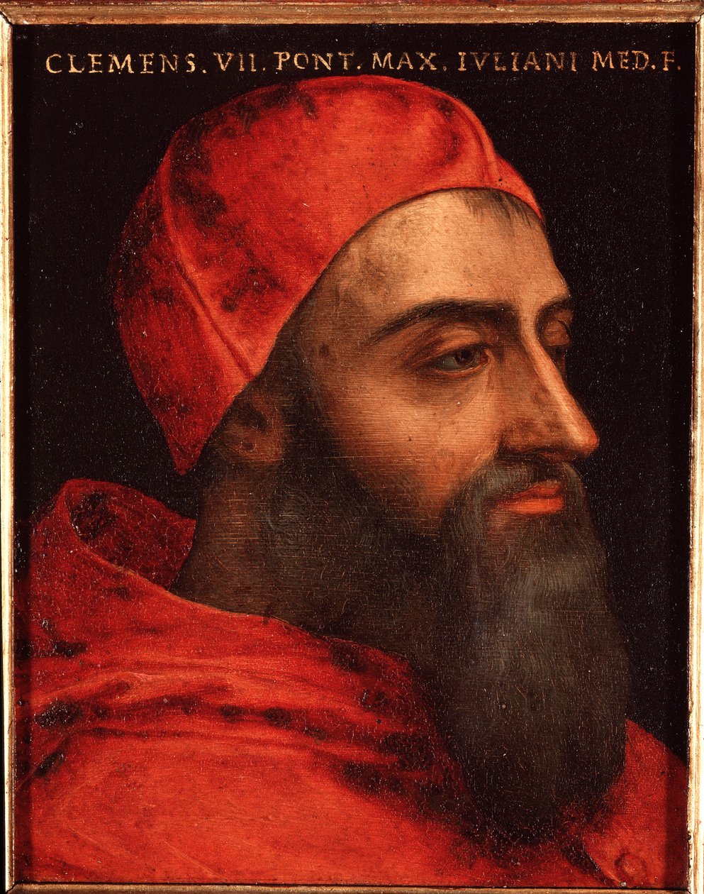 Portrét papeže Klementa VII. (Clemente) (Jules de medicis ou giulio de medici) (1478-1534) Malba Allori Angelo di Cosimo dit Bronzino (1503-1572) - 16. století Rozměr 15x12 cm Palác Medici-Riccardi (Medici R.) od Agnolo Bronzino