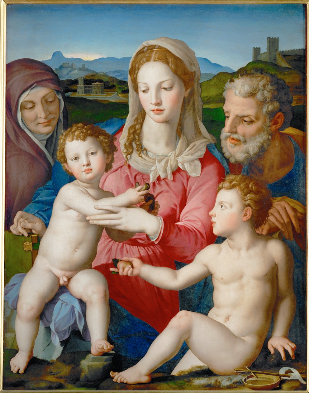 Svatá rodina se svatou Annou a Janem Křtitelem... od Agnolo di Cosimo Bronzino