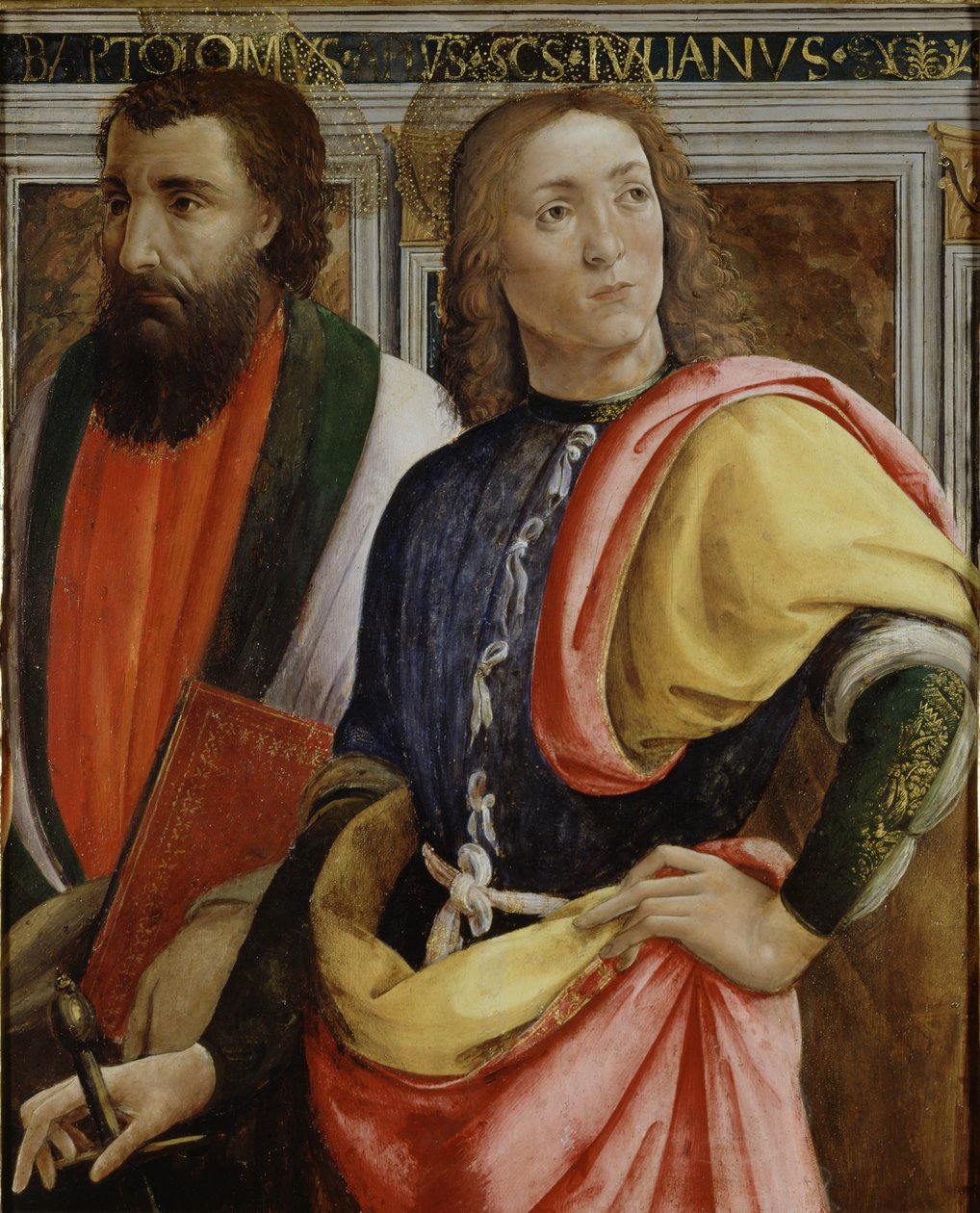 Svatý Bartoloměj a Julián Špitálník (tempera, olej a zlato na desce) od Agnolo di Domenico