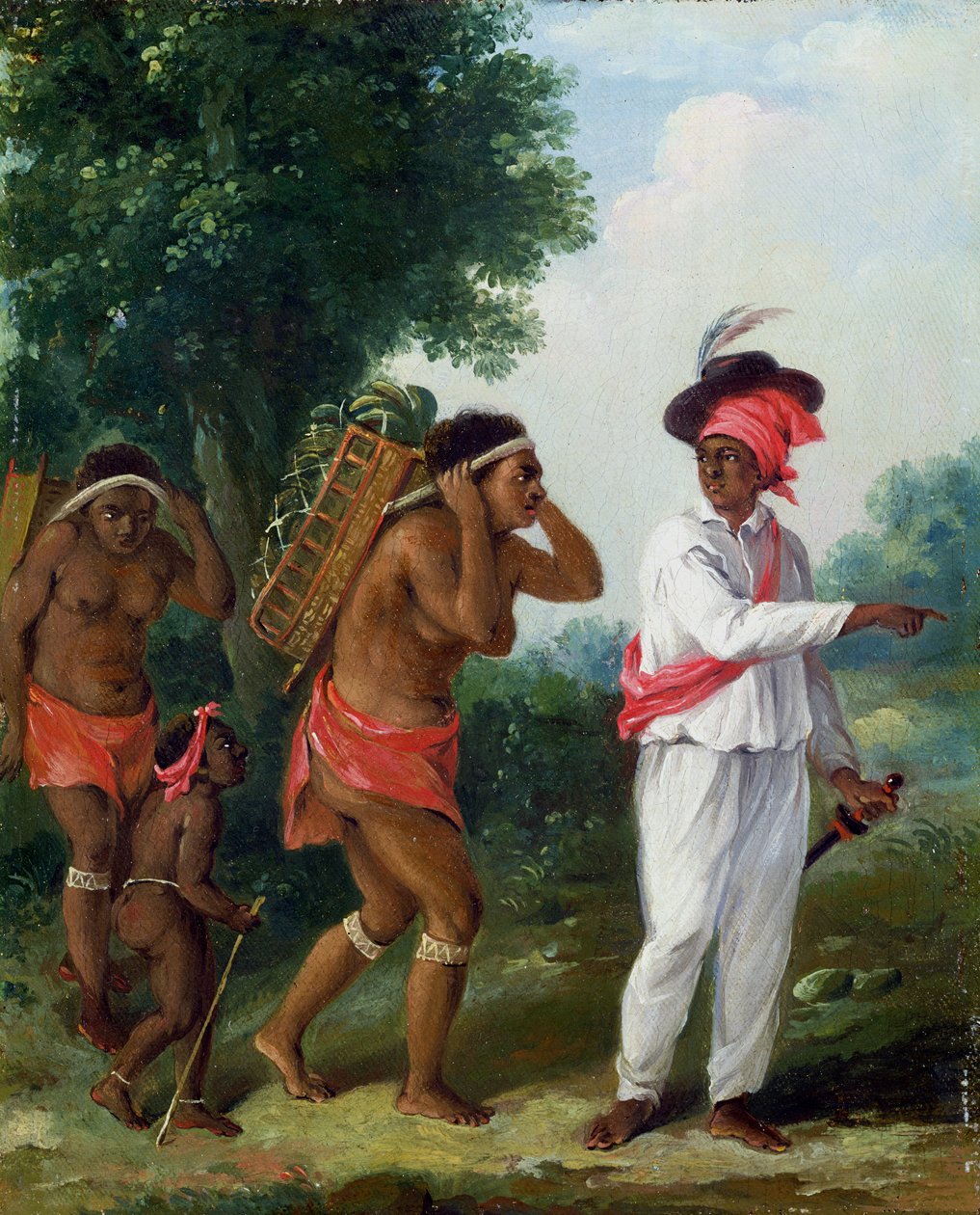 Západoindický muž barev, režie dvou karibských žen s dítětem, kolem roku 1780 od Agostino Brunias