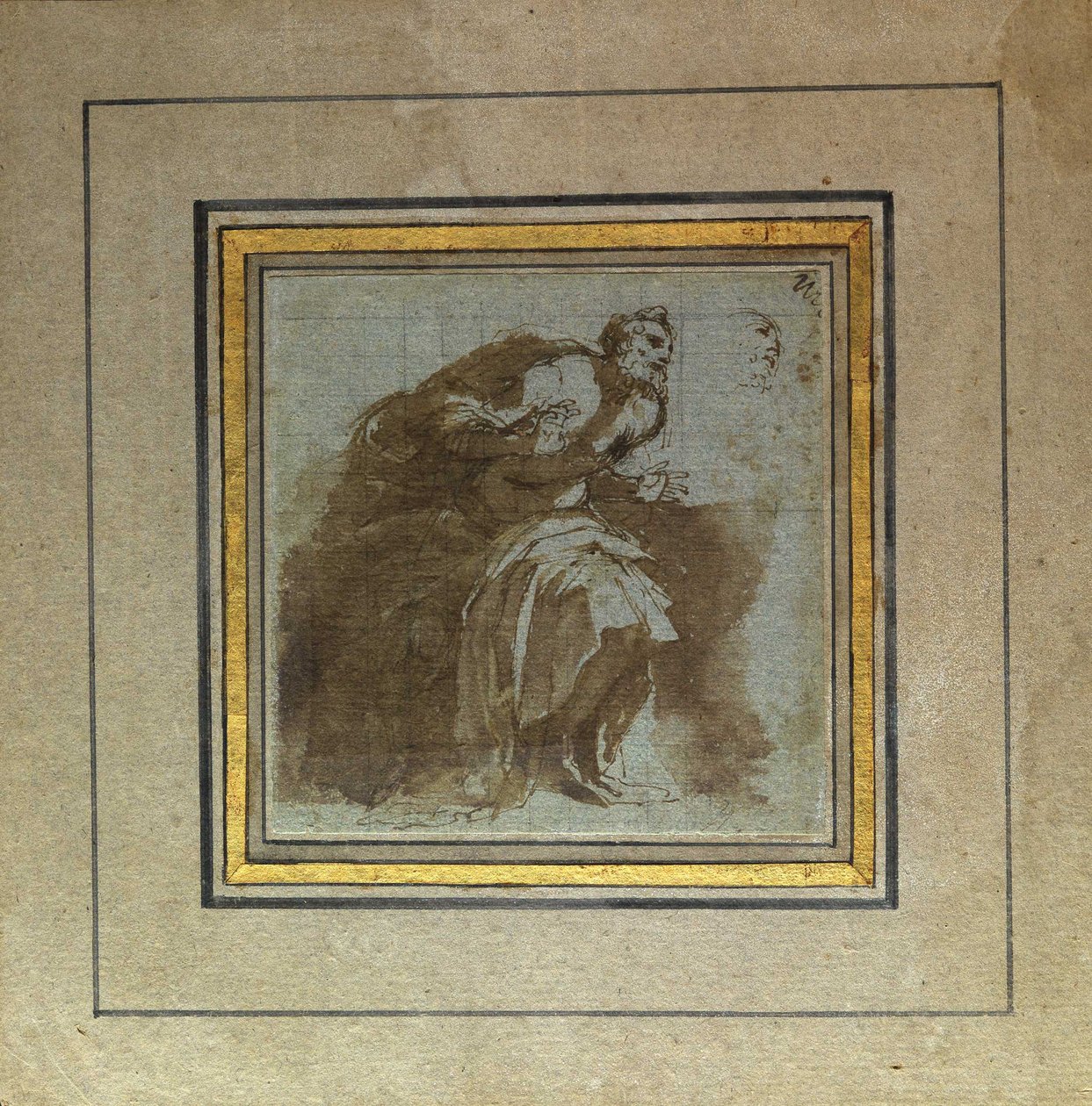 Užaslá senilní postava od Agostino Carracci