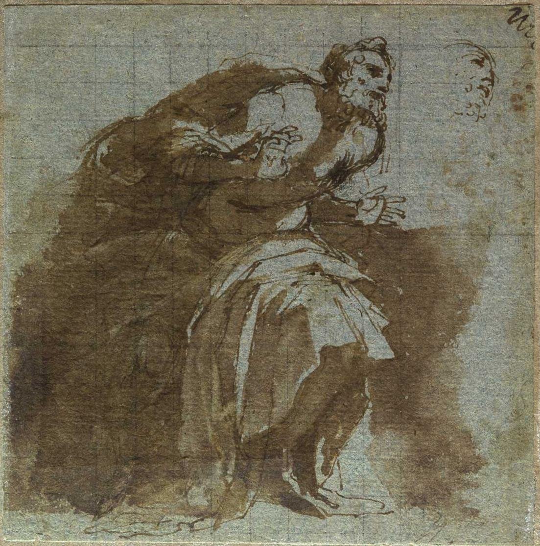 Užaslý senilní postava detail od Agostino Carracci