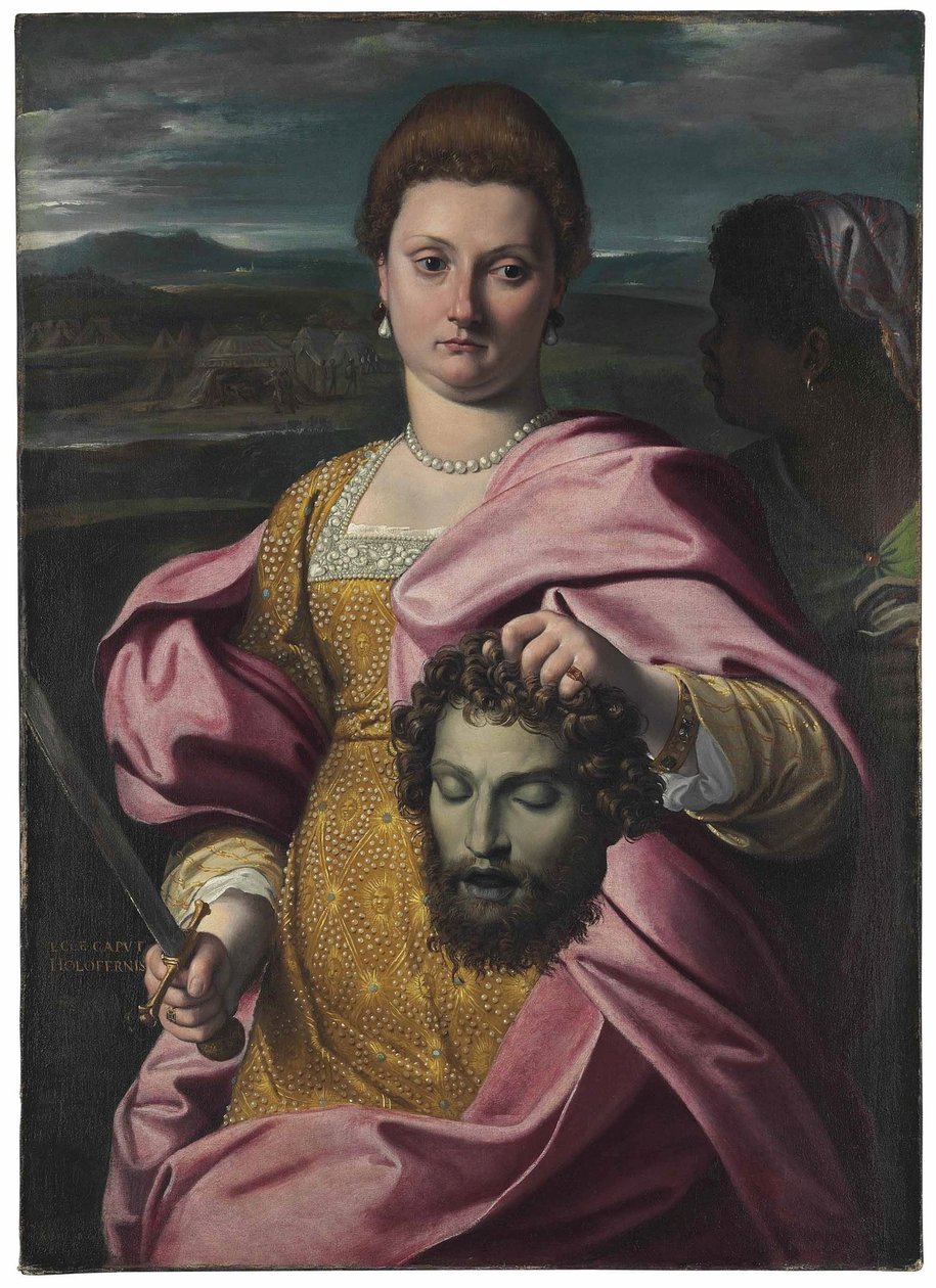 Portrét Olimpia Luna a Melchiorre Zoppio jako Judith a Holofernes od Agostino Carracci