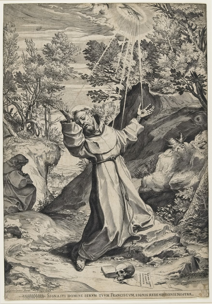 Svatý František přijímá stigmata, 1586 od Agostino Carracci