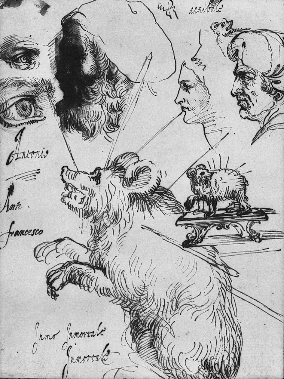 Studie pro impresa rodiny Carracci od Agostino Carracci