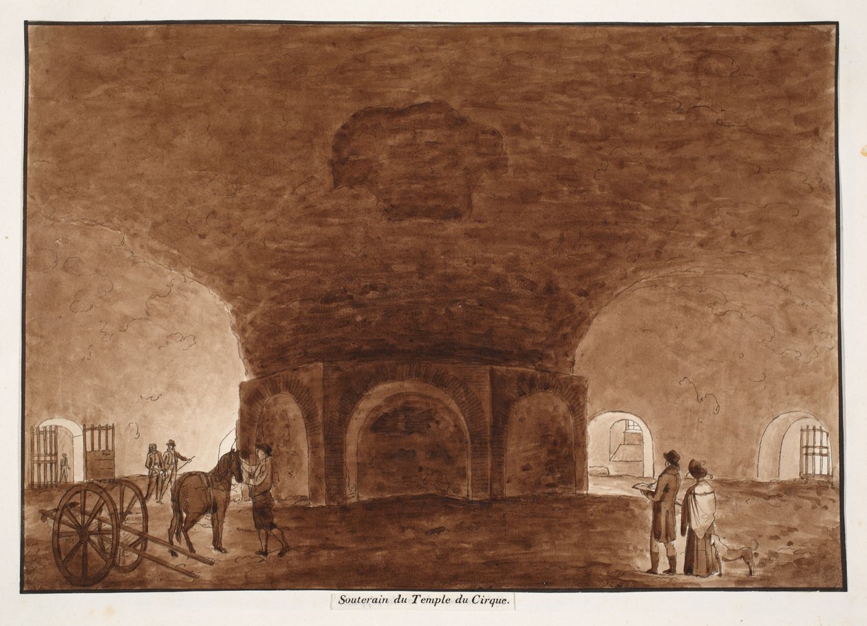 Suterén cirkusového chrámu, 1833 (lept s hnědým lavírováním) od Agostino Tofanelli