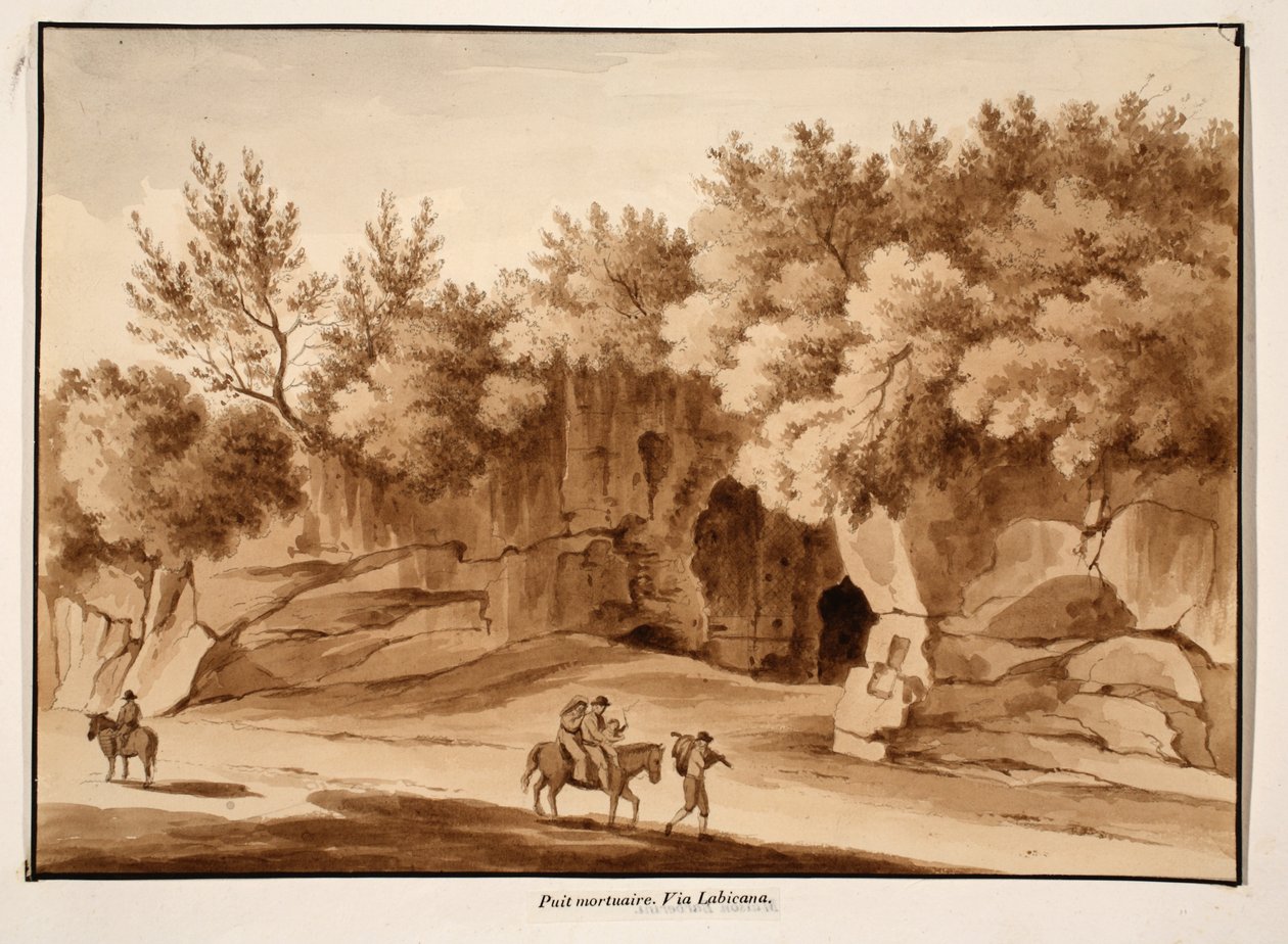 Pohřební komora, Via Labicana, 1833 (lept s hnědou lazurou) od Agostino Tofanelli