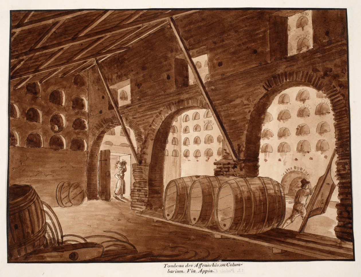 Kolumbárium Augustových svobodných, 1833 (lept s hnědou lazurou) od Agostino Tofanelli