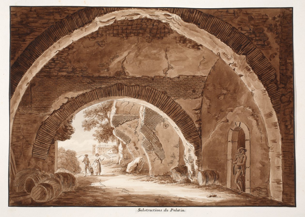 Základy Palatinu, 1833 (lept s hnědou vrstvou) od Agostino Tofanelli