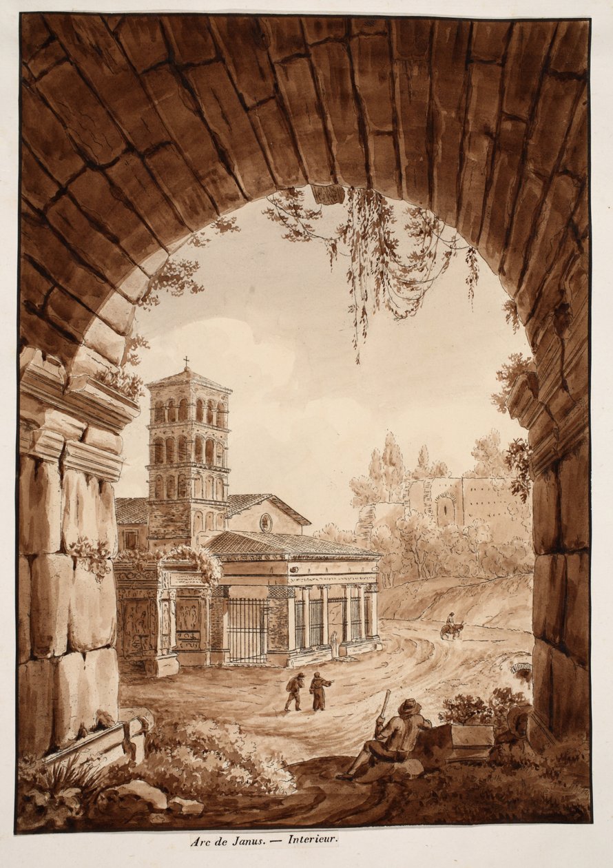 Interiér Janova oblouku, 1833 (lept s hnědým lavírováním) od Agostino Tofanelli