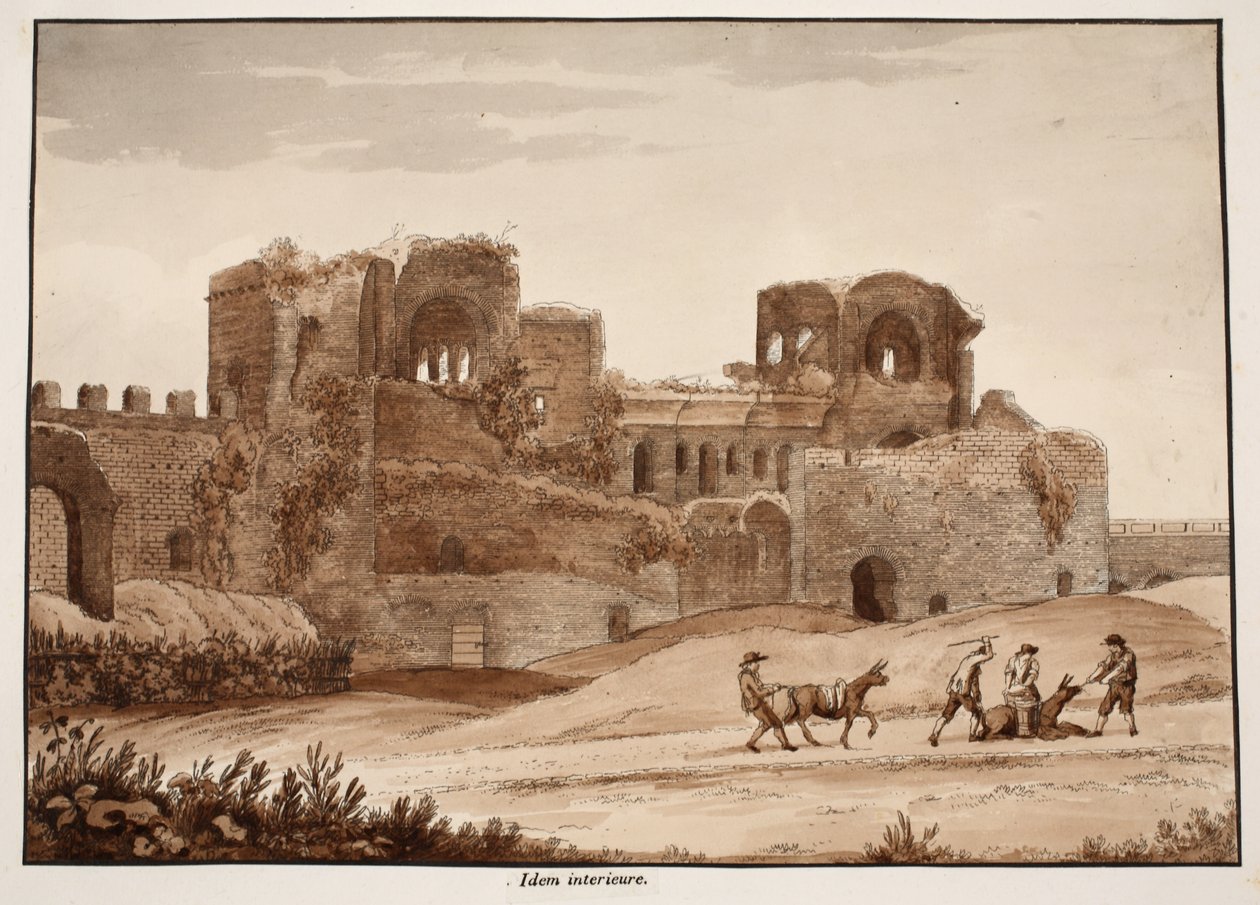 Interiér Porta Asinaria, 1833 (lept s hnědým lavírováním) od Agostino Tofanelli