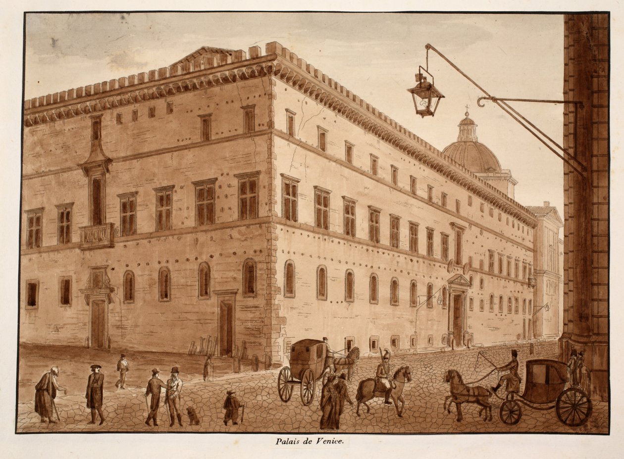 Palazzo di Venezia, 1833 (lept s hnědou lazurou) od Agostino Tofanelli