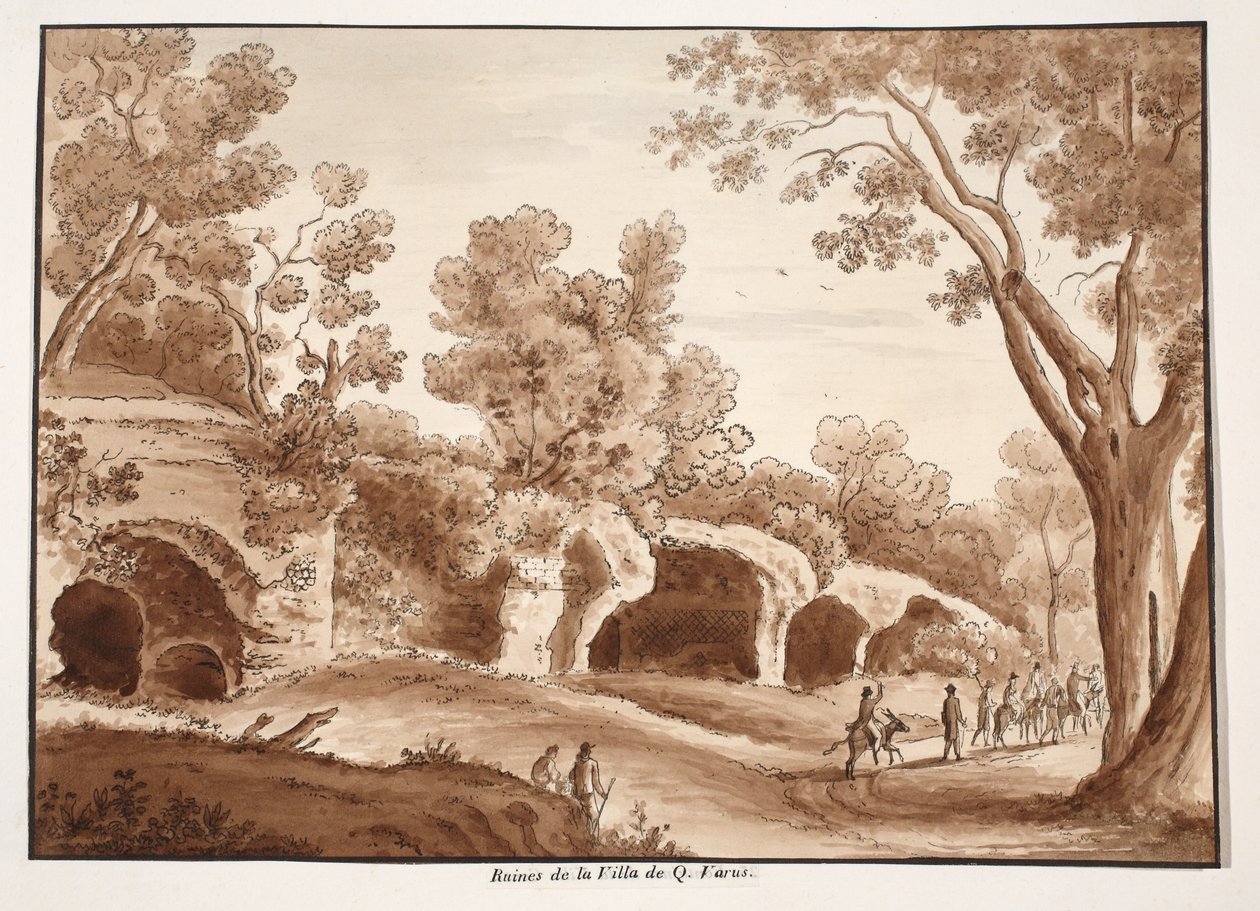 Ruiny vily Quintiliuse Varuse, 1833 (lept s hnědou lazurou) od Agostino Tofanelli