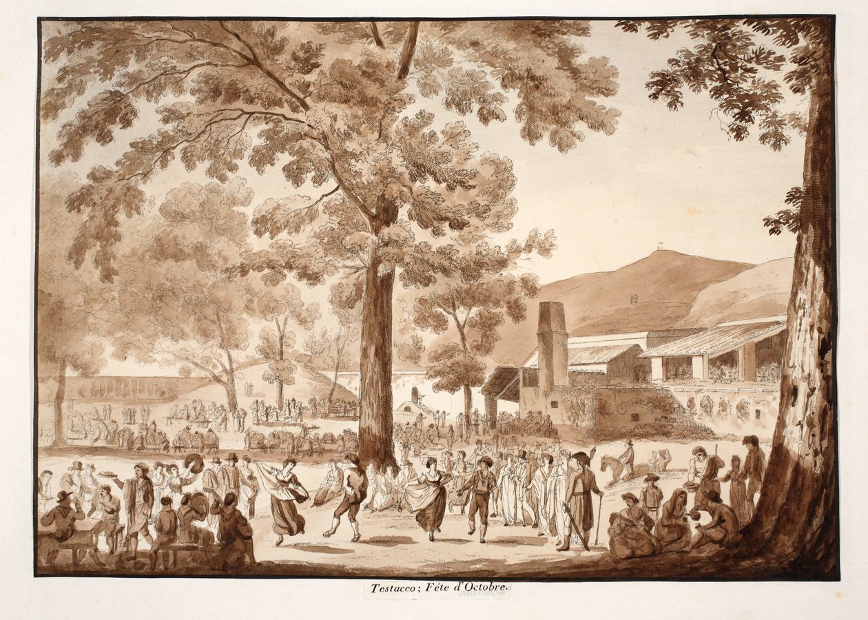 Testaccio: Říjnový festival, 1833 (leptání s hnědým lavírováním) od Agostino Tofanelli