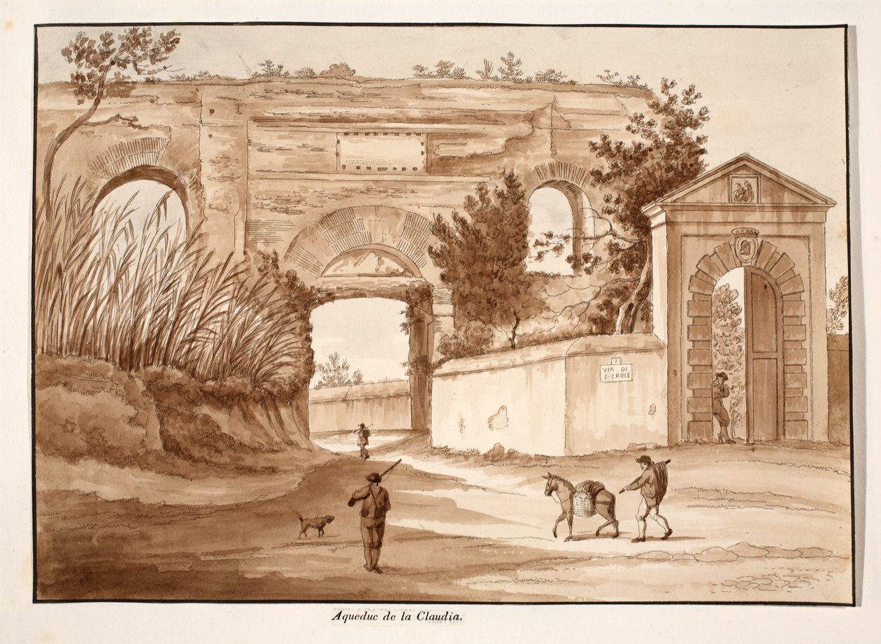 Acqua Claudia, 1833 (leptání s hnědým lavírováním) od Agostino Tofanelli