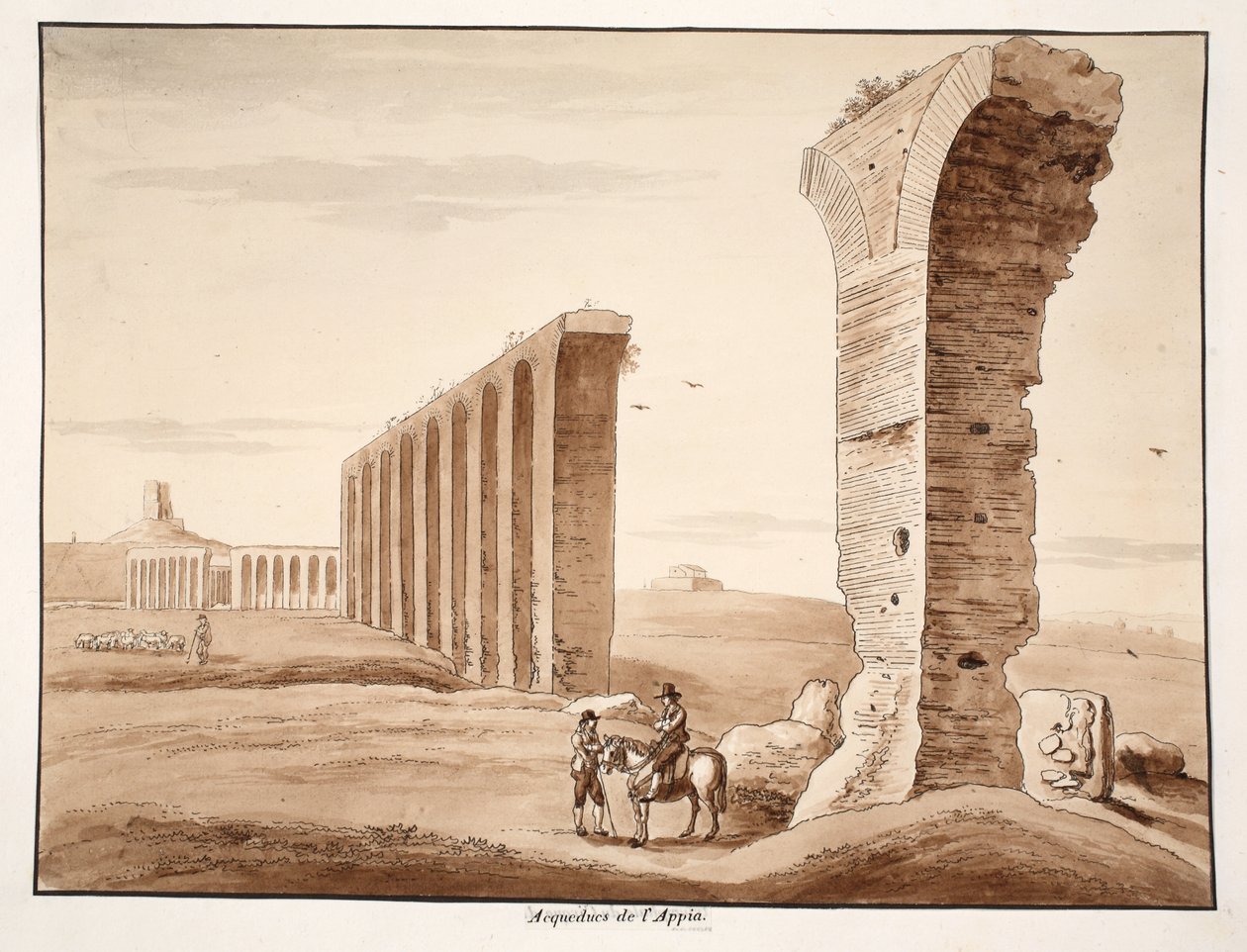 The Aqua Appia, 1833 (leptání s hnědým mytím) od Agostino Tofanelli