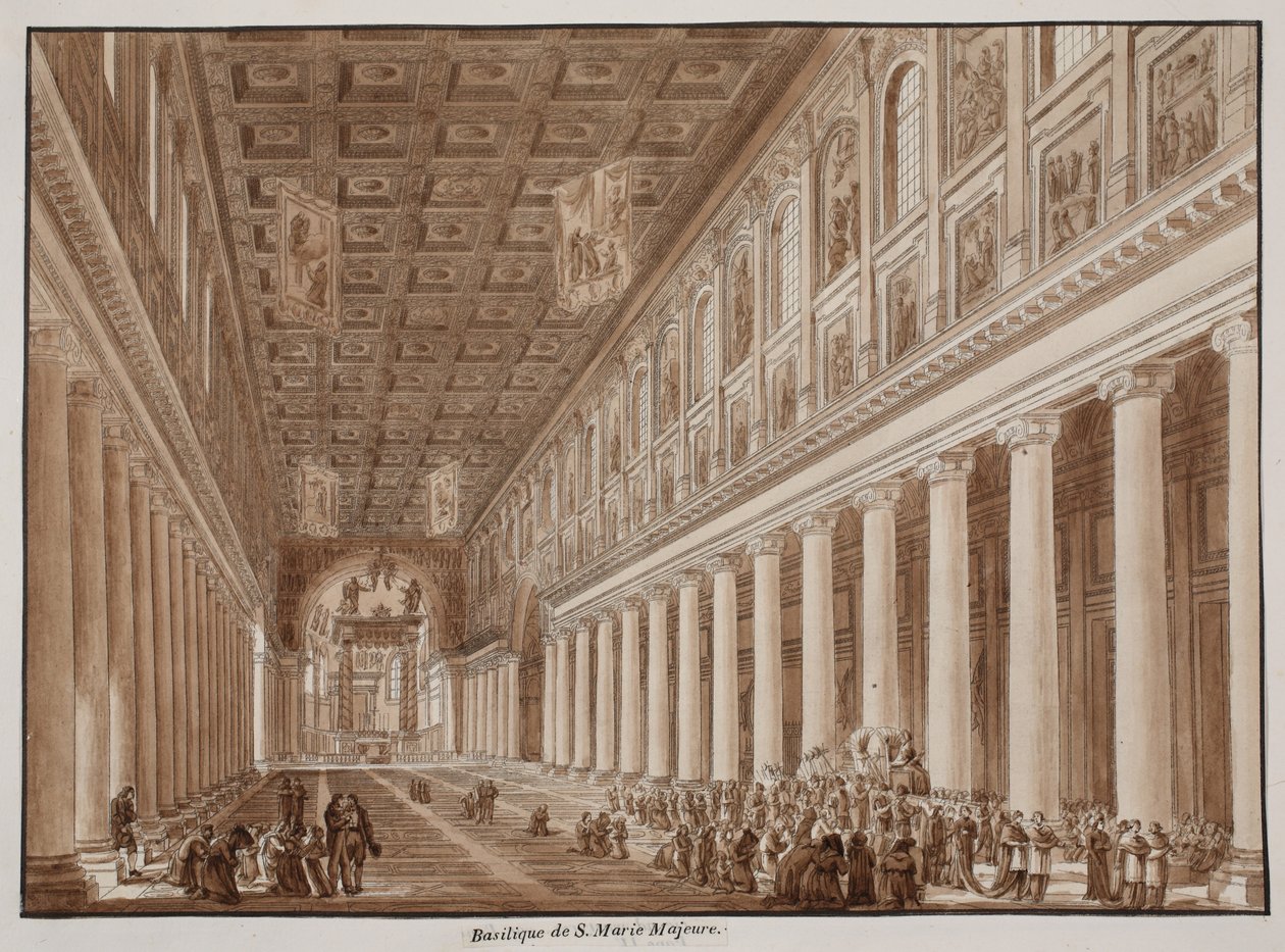 Bazilika Santa Maria Maggiore, 1833 (lept s hnědým lavírováním) od Agostino Tofanelli