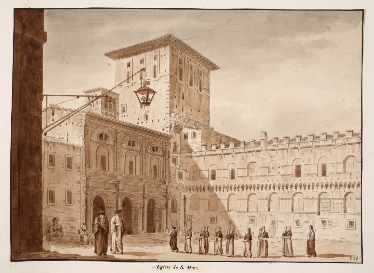 Kostel San Marco, 1833 (lept s hnědou lazurou) od Agostino Tofanelli