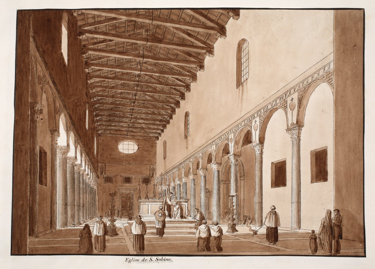 Kostel Santa Sabina, 1833 (lept s hnědým lavírováním) od Agostino Tofanelli