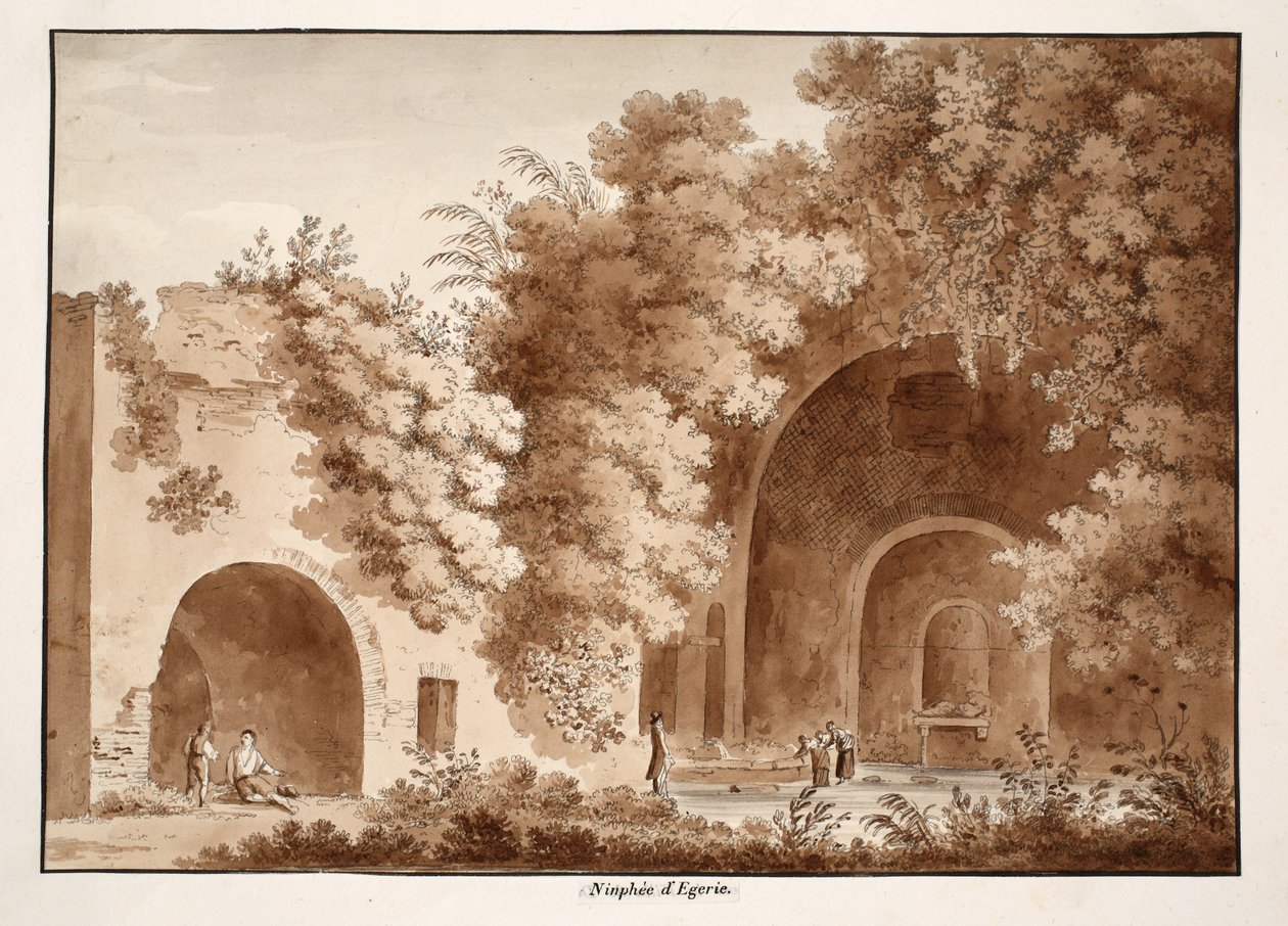 The Ninfeo of Egeria, 1833 (leptání s hnědým lavírováním) od Agostino Tofanelli
