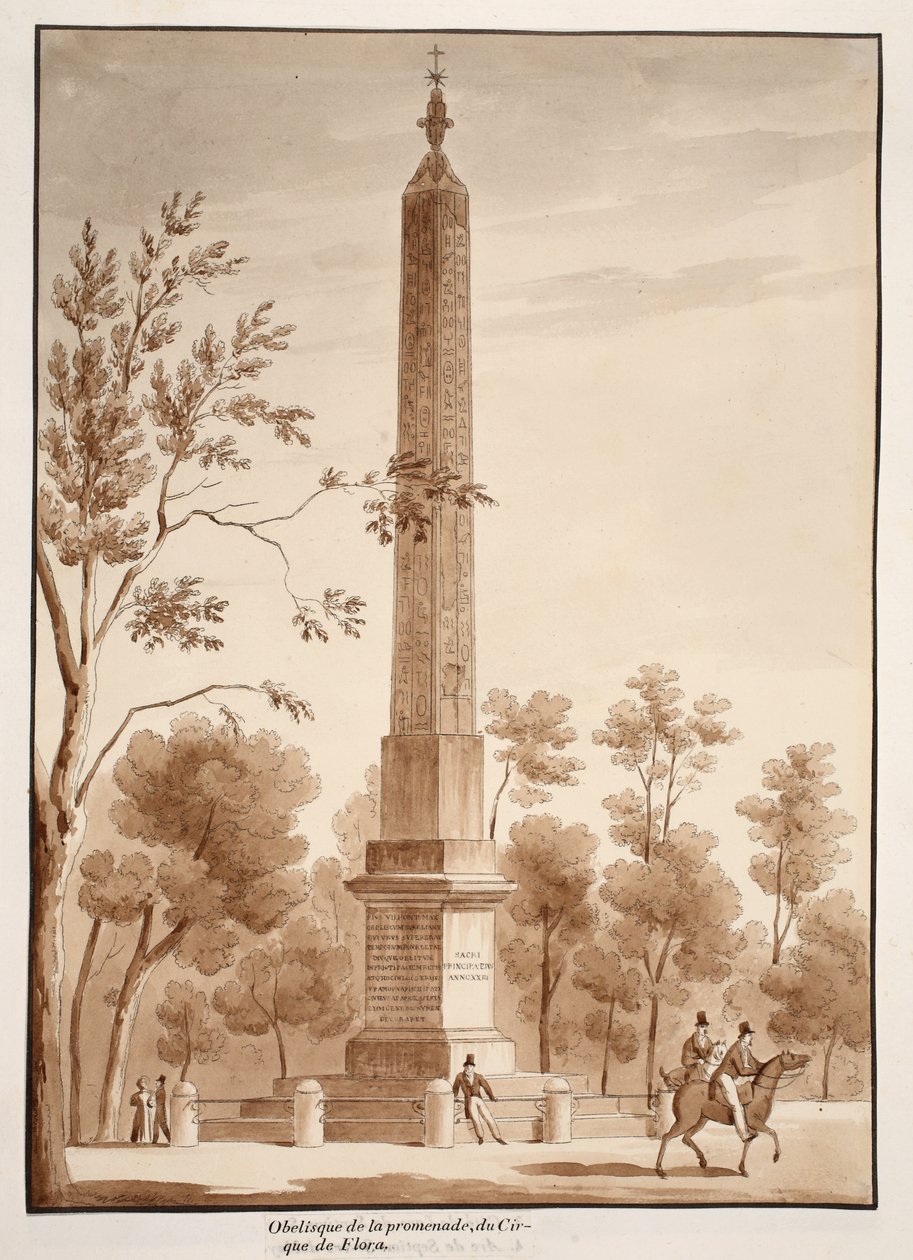 Passeggiata obelisk, z Circus of Flora, 1833 (lept s hnědou lazurou) od Agostino Tofanelli