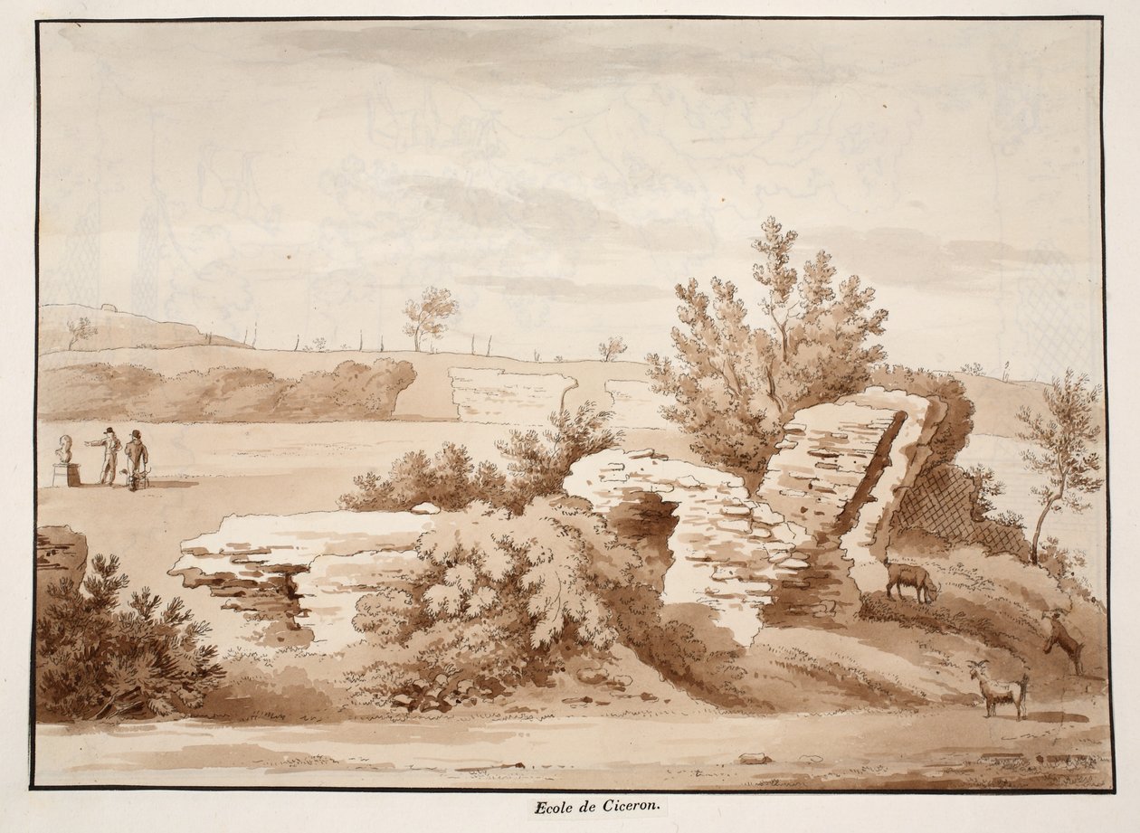 The School of Cicero, 1833 (lept s hnědým lavírováním) od Agostino Tofanelli