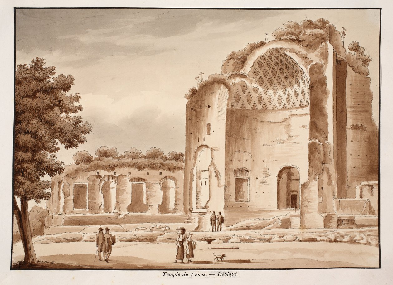 Chrám Venuše po vyčištění, 1833 (leptání s hnědým mytím) od Agostino Tofanelli