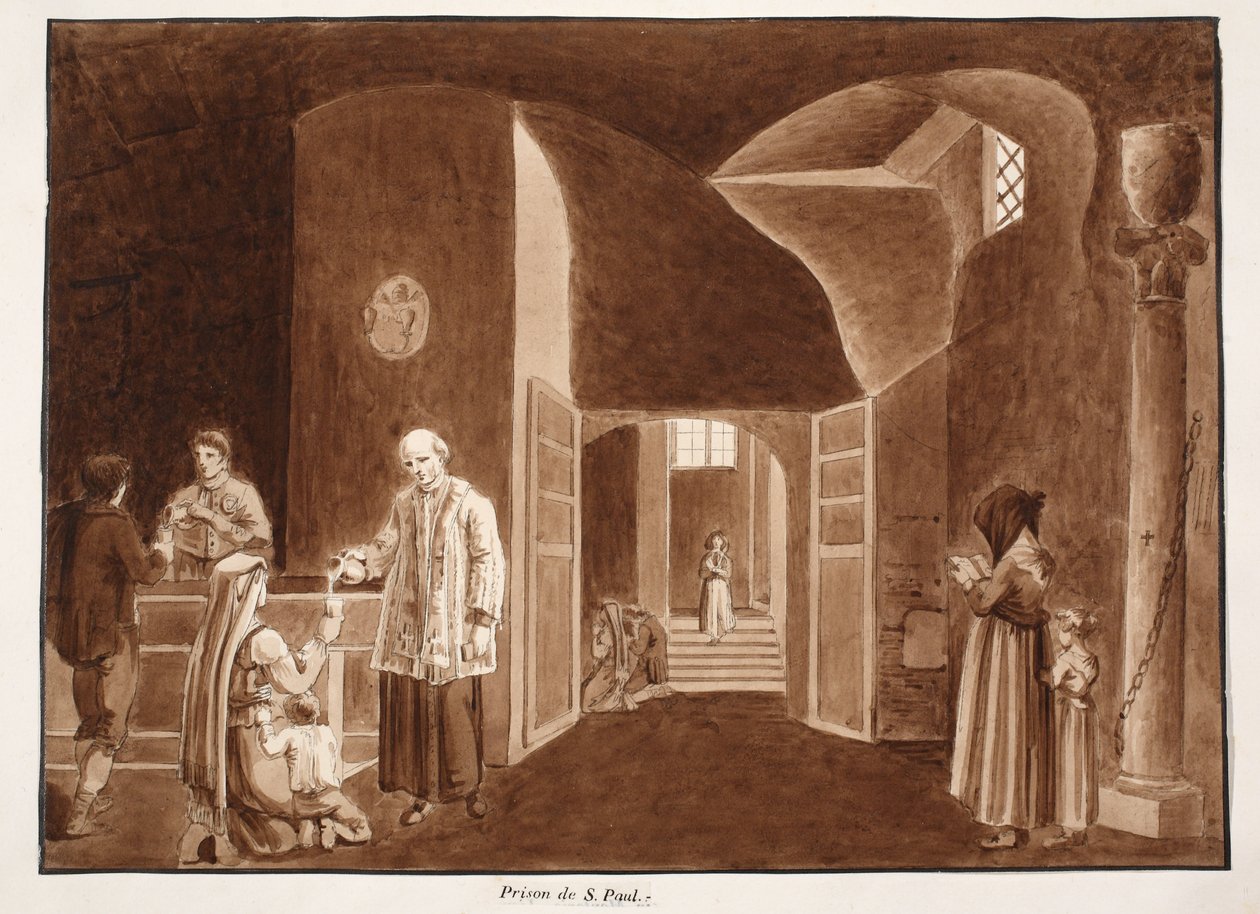 Vězení sv. Pavla, 1833 (lept s hnědou lazurou) od Agostino Tofanelli