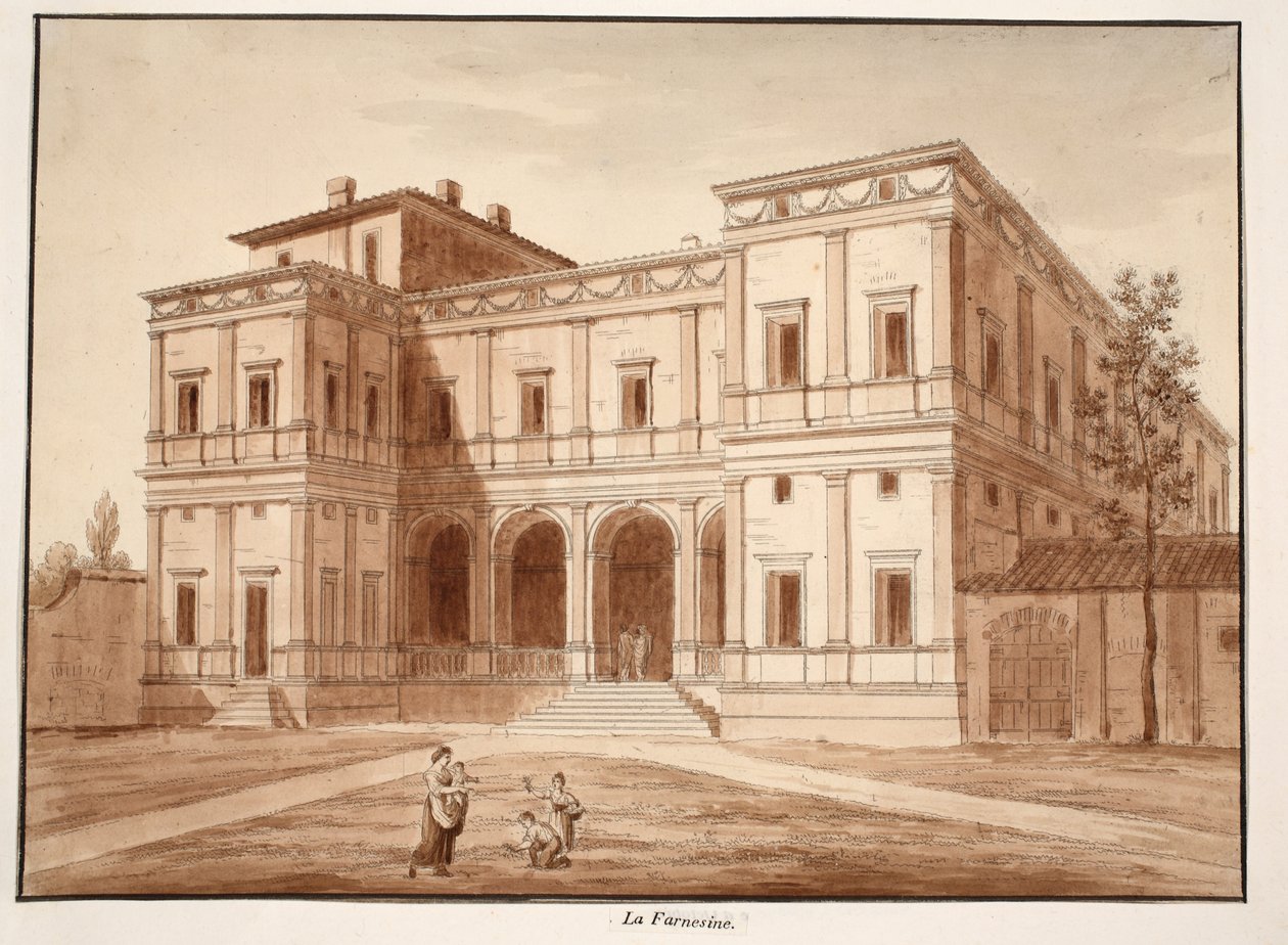 Villa Farnesina, 1833 (lept s hnědou lazurou) od Agostino Tofanelli