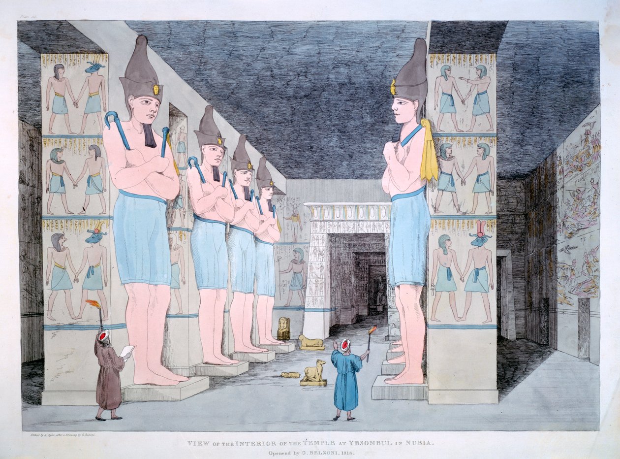 Interiér chrámu v Ybsombul v Núbii, 1820 od Agostino Aglio