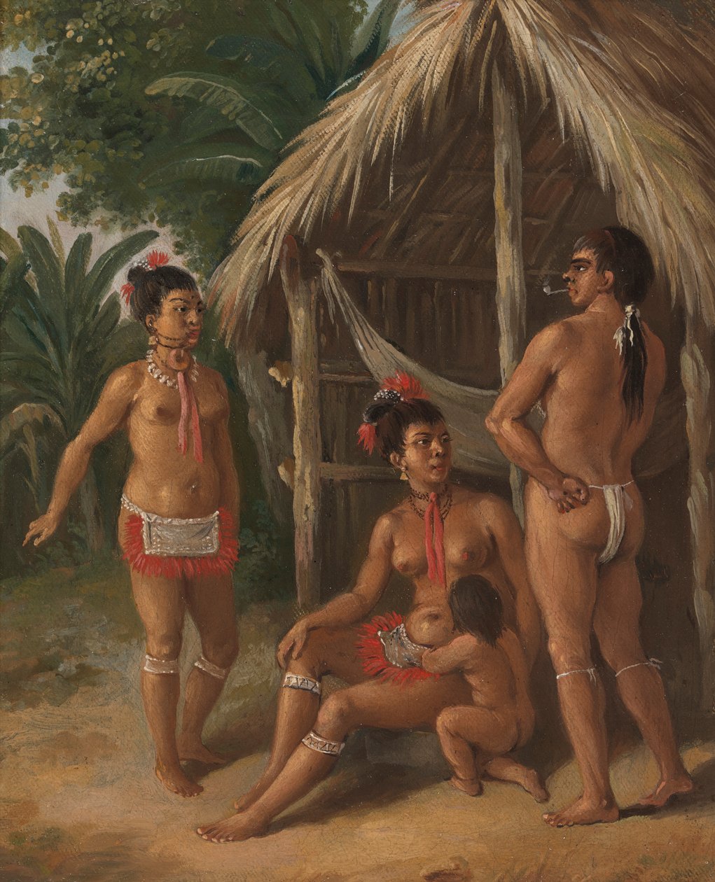 Rodina Carib z Leeward Islands mimo chatu od Agostino Brunias