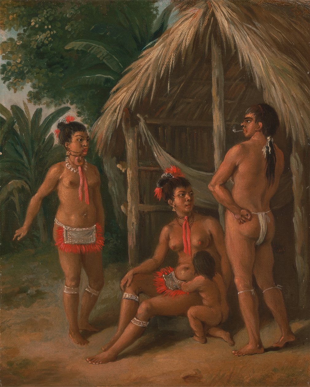 Rodina Carib z Leeward Islands mimo chatu, ca. 1780. od Agostino Brunias