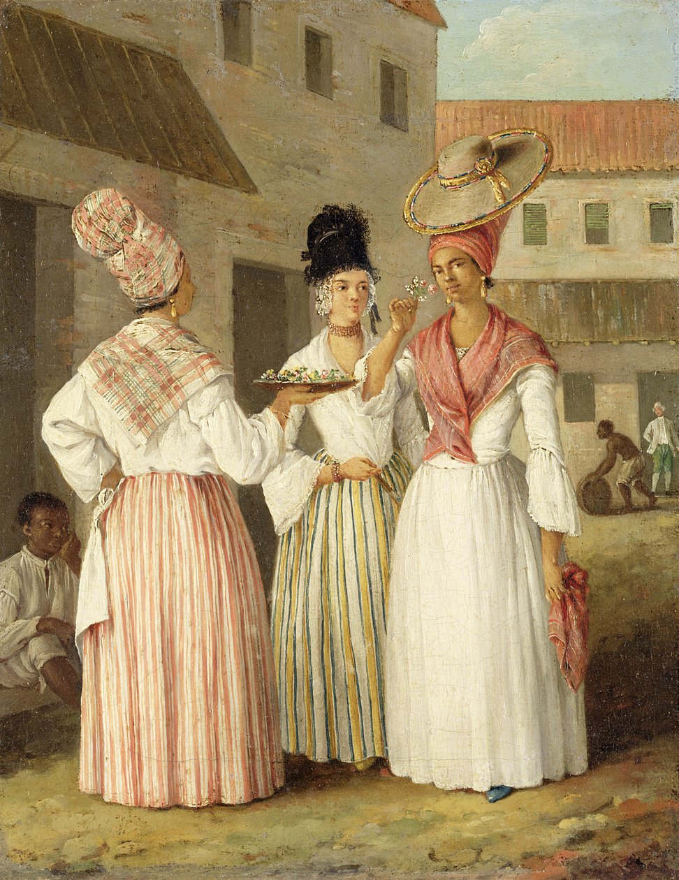 Západoindická květinka a dvě další svobodné barevné ženy, kolem roku 1769 (olej na plátně) od Agostino Brunias